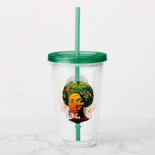 African Woman Portrait with Sunset Acrylic Tumbler