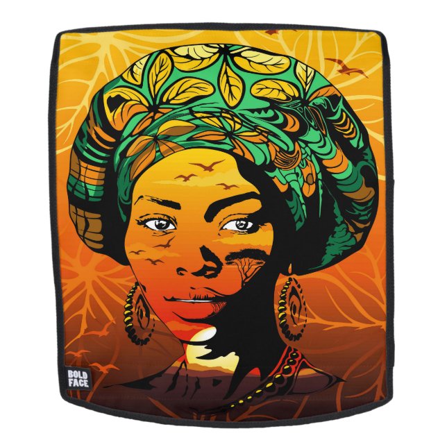 African Woman Portrait with Sunset Backpack (Removable Face)