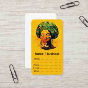 African Woman Portrait with Sunset Business Card