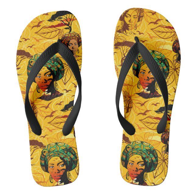 African Woman Portrait with Sunset Jandals (Footbed)