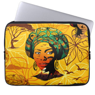 African Woman Portrait with Sunset Laptop Sleeve