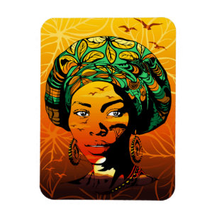 African Woman Portrait with Sunset Magnet