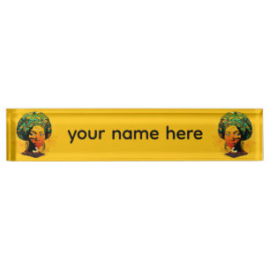 African Woman Portrait with Sunset Nameplate