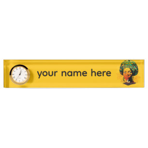 African Woman Portrait with Sunset Nameplate