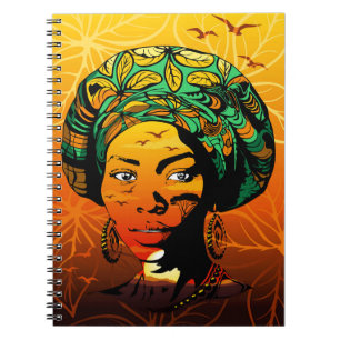 African Woman Portrait with Sunset Notebook