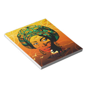 African Woman Portrait with Sunset Notepad