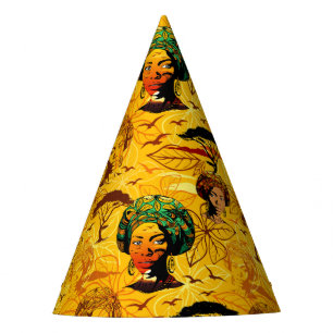 African Woman Portrait with Sunset Party Hat