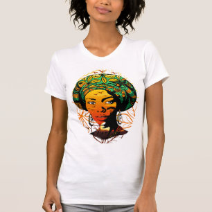 African Woman Portrait with Sunset T-Shirt