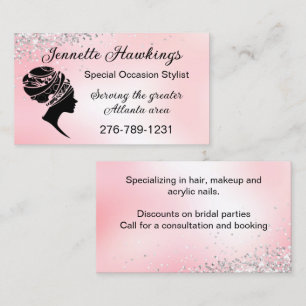 African Woman Silhouette Pink Business Card