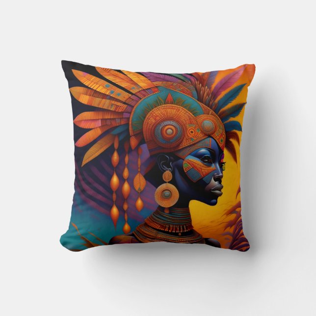 African Woman Throw Pillow (Front)