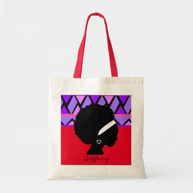African Woman Tribal Design Tote Bag (Front)