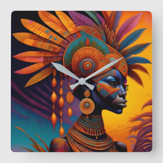 African Woman Wall Clock (Front)