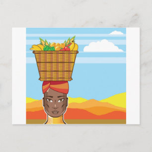 African woman with basket of food postcard