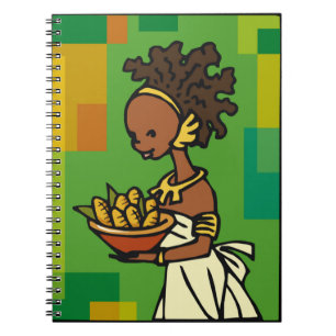 African Woman with bowl of Corn Spiral Notebook