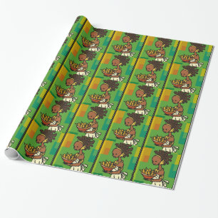 African Woman with bowl of Corn Wrapping Paper