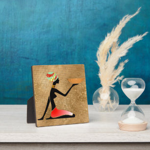 African Woman with Bowl Silhouette Plaque