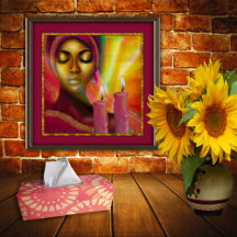 African Woman with Candles Modern Canvas Print