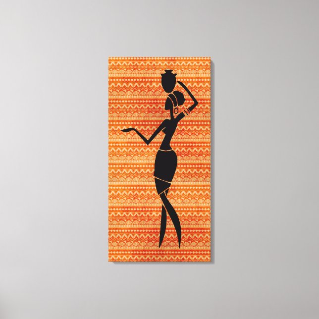 African Woman with Jug Silhouette Canvas Print (Front)