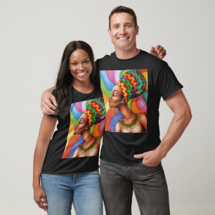 African Woman with Wax Traditional Fabric T-Shirt