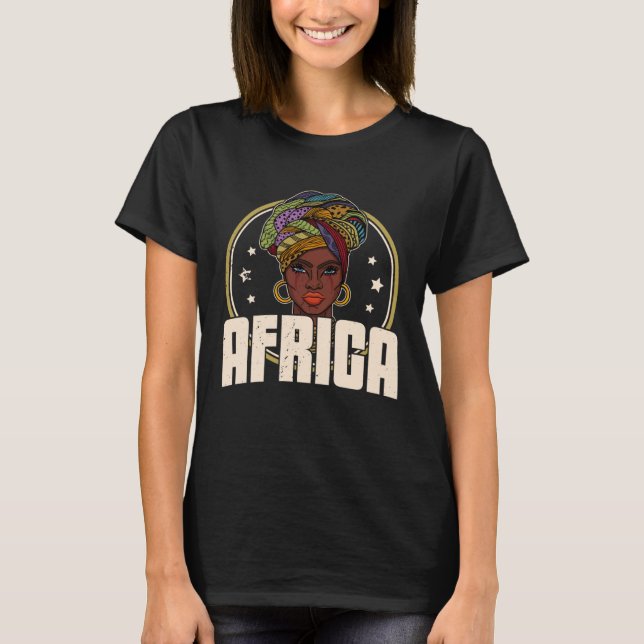 African woman womanism ethnic earrings necklace he T-Shirt (Front)