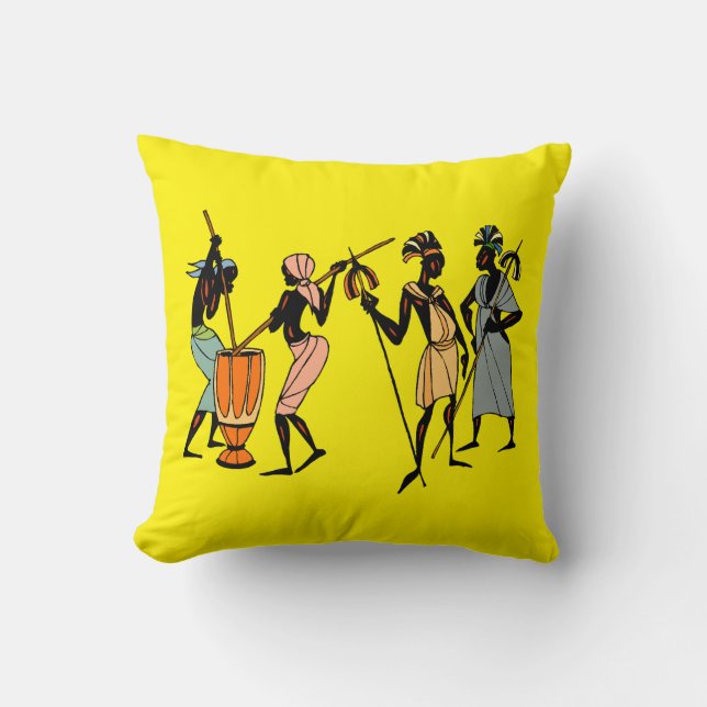 African Women cooking and dancing Cushion (Front)