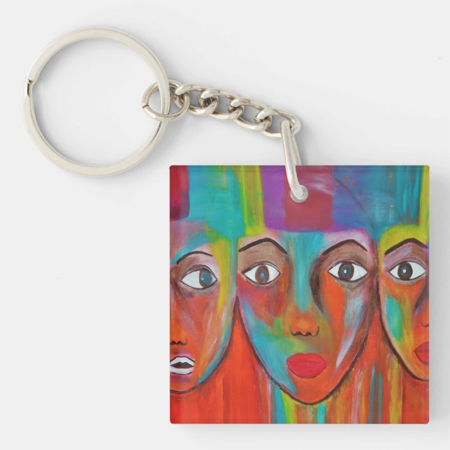 African Women Oil Painting Acrylic Keychain (Front)