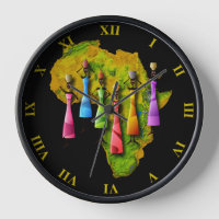 African Women On Africa Map In Colourful Dresses
