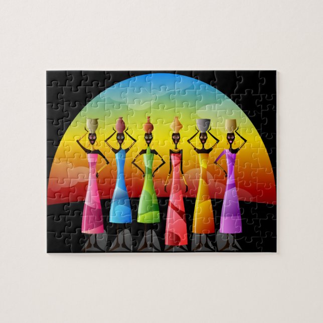 African Women with Pottery on their heads Jigsaw Puzzle (Horizontal)