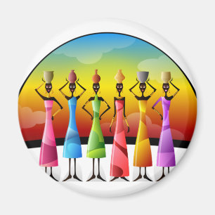 African Women With Vessels Magnet
