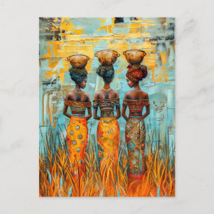 African Women with Water Bowls Postcard