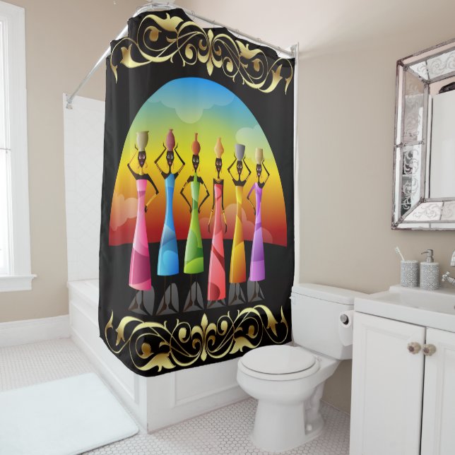 African womens shower curtain (In Situ)