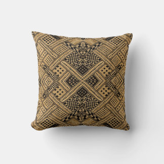 African Woven Print Pillow in Black  Black and Tan