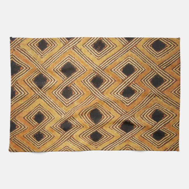 African Zaire Congo Kuba Textile Tea Towel (Horizontal)