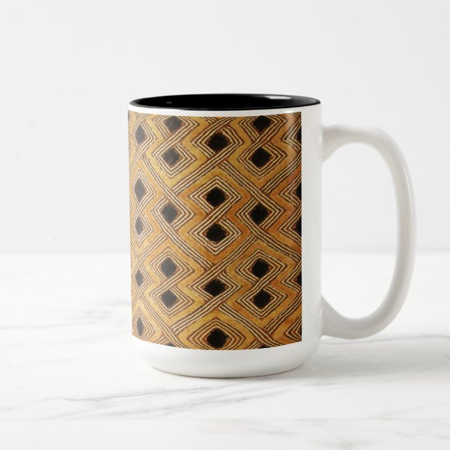 African Zaire Congo Kuba Textile Two-Tone Coffee Mug (Right)