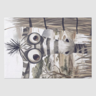 African Zebra Caricature Peeking Safari Cartoon Tissue Paper