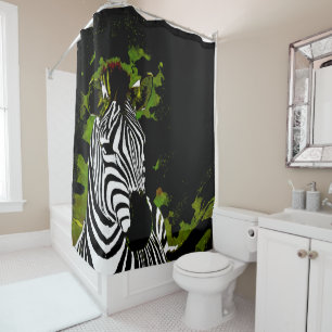 African Zebra Night Shower Curtain