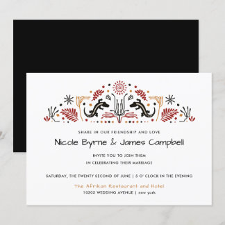 Africana | Modern Ankara Kente Lizard Wedding Invitation