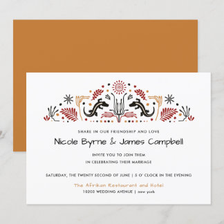 Africana | Modern Ankara Kente Lizard Wedding Invitation