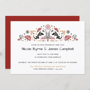 Africana   Modern Ankara Kente Lizard Wedding Invitation