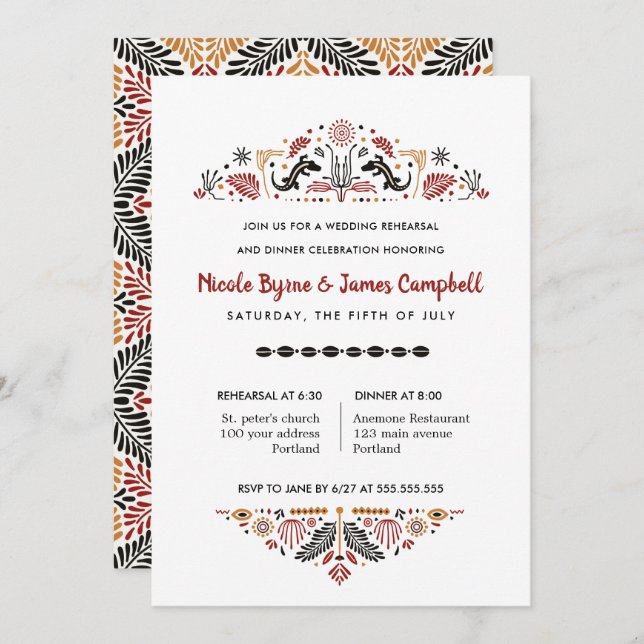 Africana | Modern Ankara Kente Rehearsal Dinner Invitation (Front/Back)