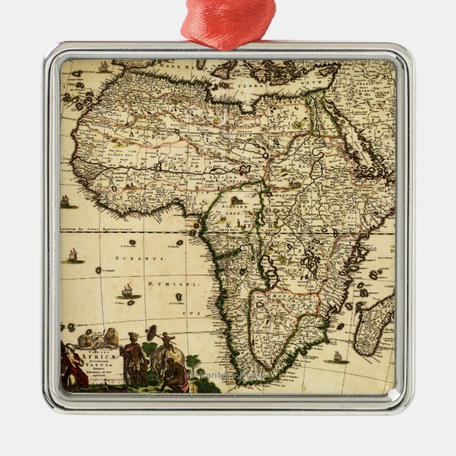 AfricaPanoramic MapAfrica Metal Tree Decoration (Front)