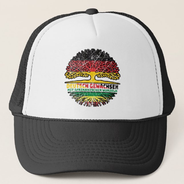 Afrika Afrikanisch Deutsch Deutschland Baum Wurzel Trucker Hat (Front)