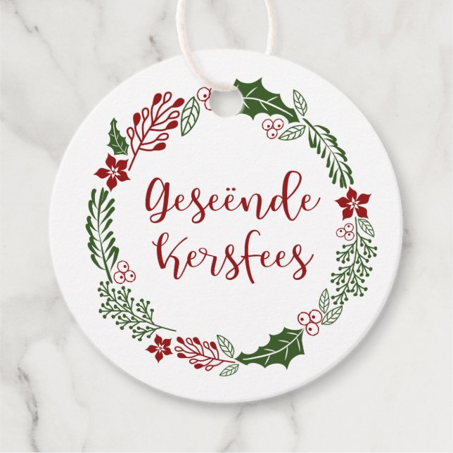 Afrikaans Merry Christmas, Custom Favour Tags (Front)