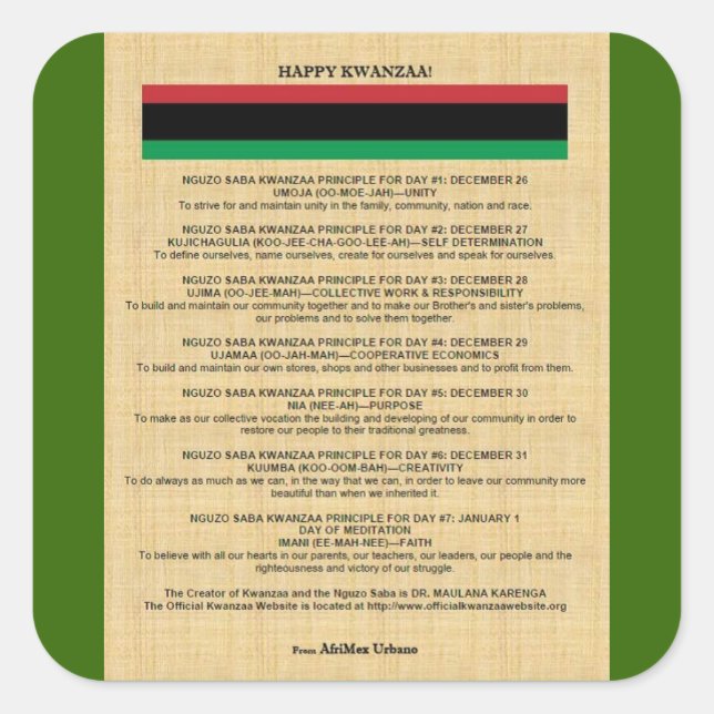AfriMex Urbano Kwanzaa Series 4 Sticker (Front)