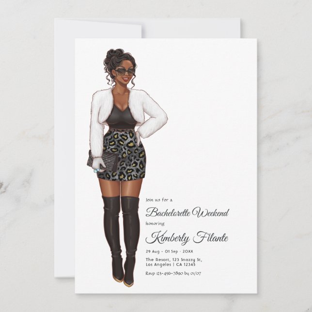 Afro African American Bachelorette Weekend Invitation (Front)