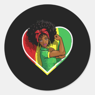 Afro African American Women Black Melanin Juneteen Classic Round Sticker