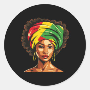 Afro African American Women Girl Black History Mon Classic Round Sticker