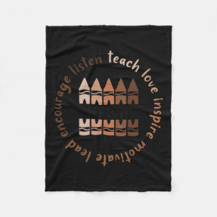 Afro African Black History Month Melanin Teacher  Fleece Blanket