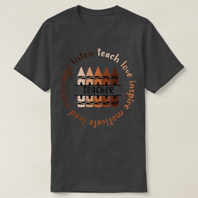 Afro African Black History Month Melanin Teacher T-Shirt (Design Front)