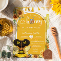 Afro African Girl Sunflower Honey Bee Baby Shower